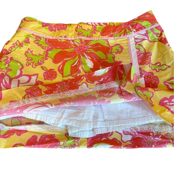 Lilly Pulitzer Jarvey Skort Printed Floral Skirt Womens Size 8 Pink Green Yellow - Picture 4 of 9